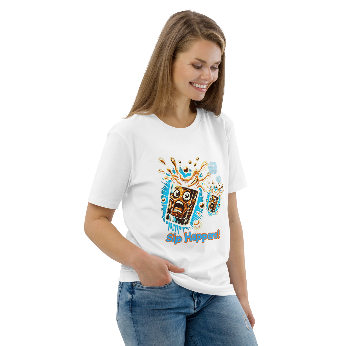 Cellar 8T Whisky - Sip Happens - Unisex Organic Cotton T-Shirt image 2