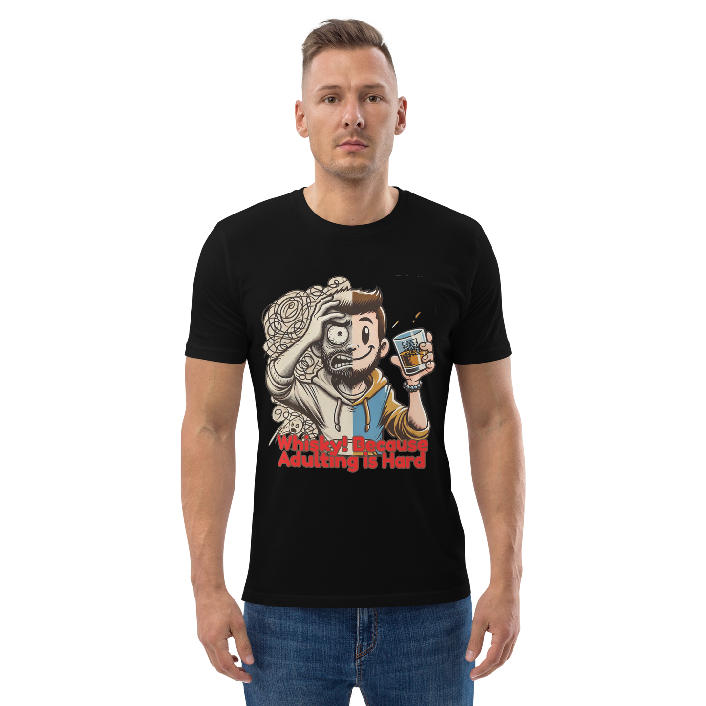 Cellar 8T Whisky - Adulting - Unisex Organic Cotton T-Shirt image 2