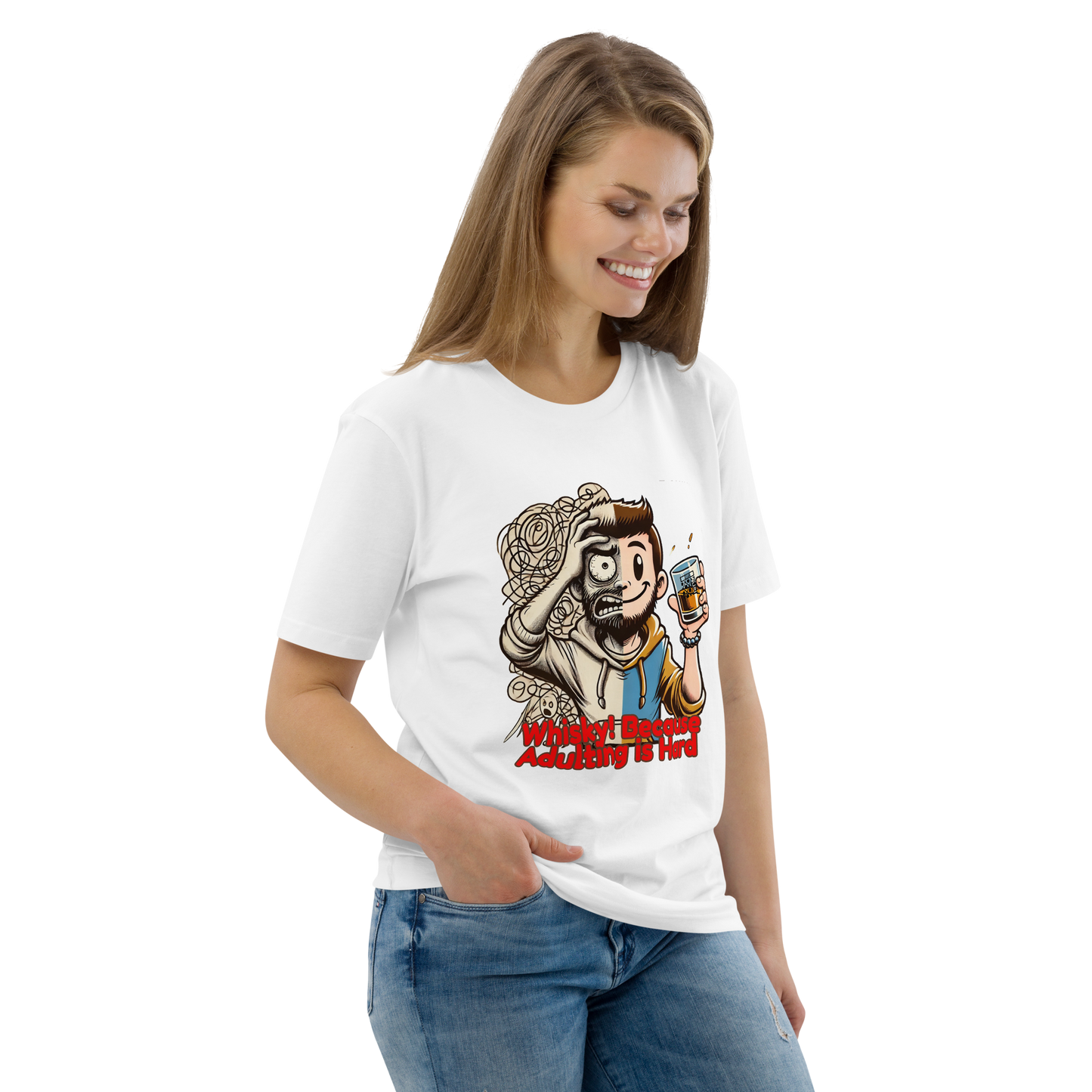 Cellar 8T Whisky - Adulting - Unisex Organic Cotton T-Shirt image 3