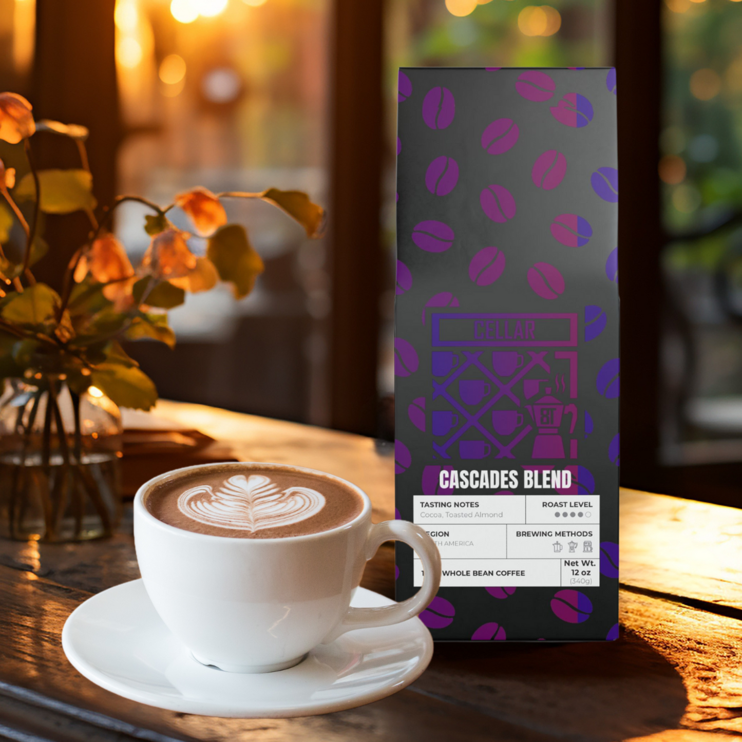 Cellar 8T Coffee - Cascades Blend (Medium-Dark Roast)