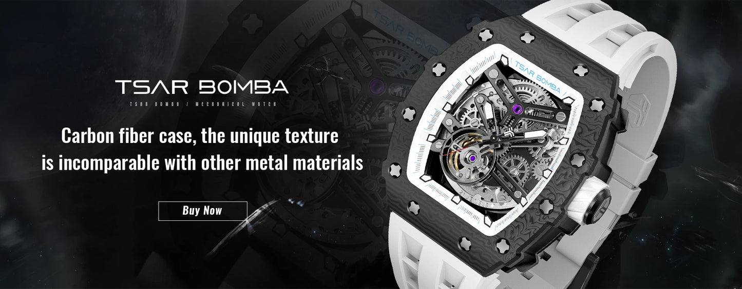 TSAR BOMBA – Carbon Fiber Automatic Men’s Watch (Model TB-8207)