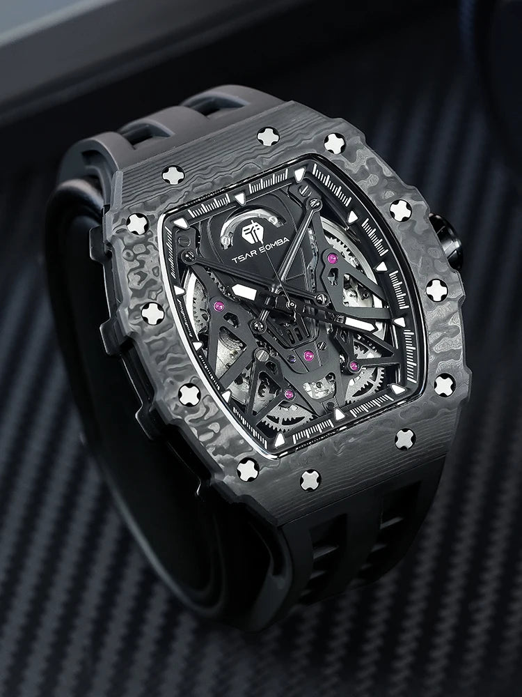 TSAR BOMBA – Carbon Fiber Automatic Men’s Watch (Model TB-8207)