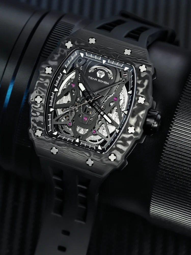 TSAR BOMBA – Carbon Fiber Automatic Men’s Watch (Model TB-8207)