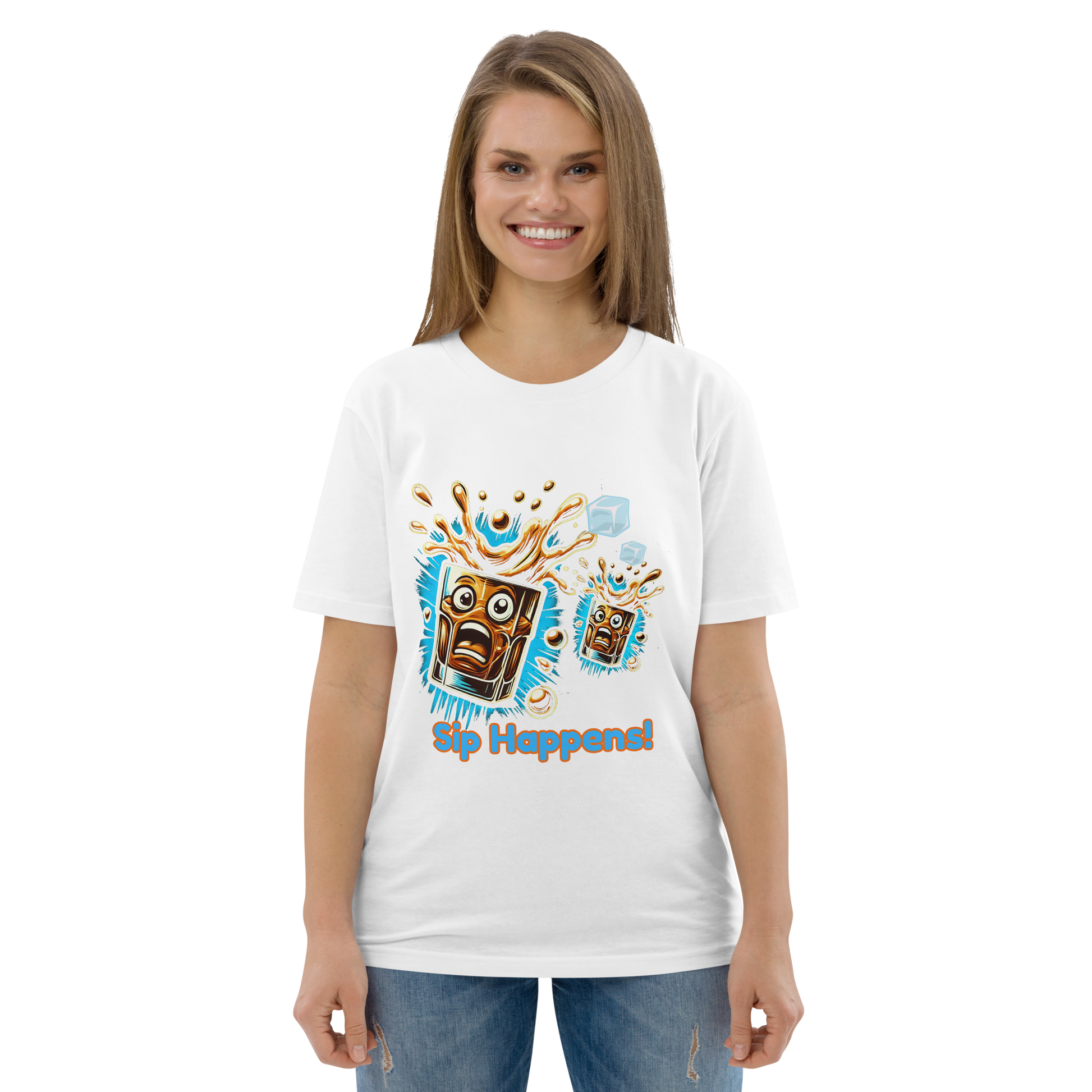 Cellar 8T Whisky - Sip Happens - Unisex Organic Cotton T-Shirt image 1